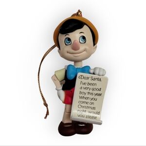 Vintage Grolier Disney Pinocchio-Script Christmas Night Holiday Tree Ornament
